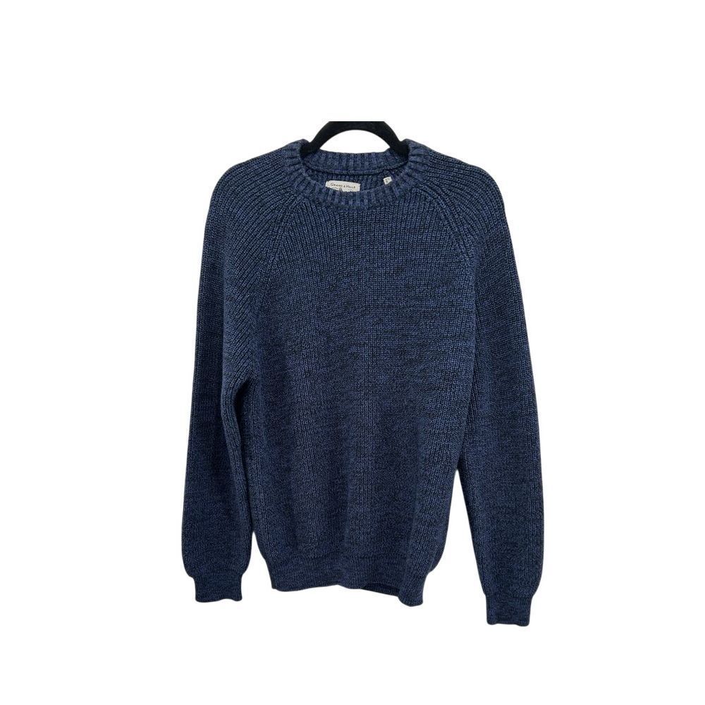 Grand & Hills Men's‎ XL Classic Cotton Crew Neck Sweater Navy Blue Black READ